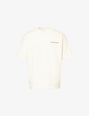 THE COUTURE CLUB MENS OFFWHITE LOGO-PRINT CREWNECK COTTON T-SHIRT