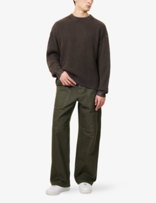 THE COUTURE CLUB: Crewneck Ribbed Cotton-Knit Jumper