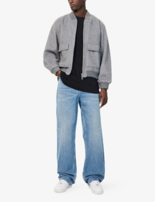 The Couture Club Mens  Marl Bomber Wool-blend Felt Jacket In Greymarl