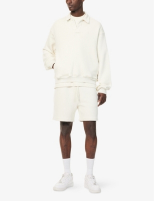 The Couture Club Mens  Launder Polo Long-sleeve Cotton-jersey Sweatshirt In Ecru