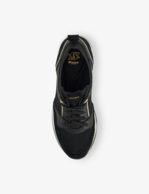 DUNE WOMENS BLACK PLAIN FABRIC EILINE 2 SIDE-ZIP WEDGE MESH LOW-TOP TRAINERS EUR 39 / 6 UK 