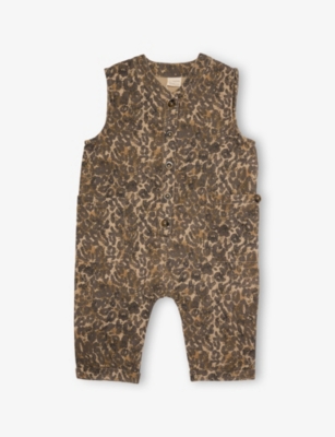 CLAUDE & CO: Wren Leopard-Print Cotton Dungarees 6 months-6 years