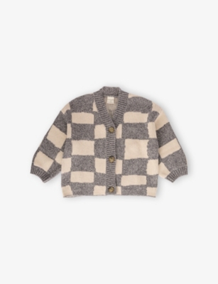 CLAUDE & CO: Phoenix Check-Print Cotton-Knit Cardigan 6 Months-6 Years