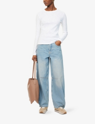 ME AND EM: Regular-fit tapered-leg denim jeans