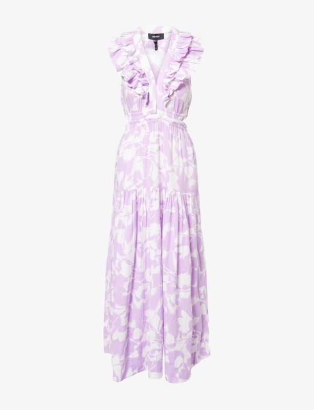 Ruffle Tulip-Print Cotton Maxi Dress