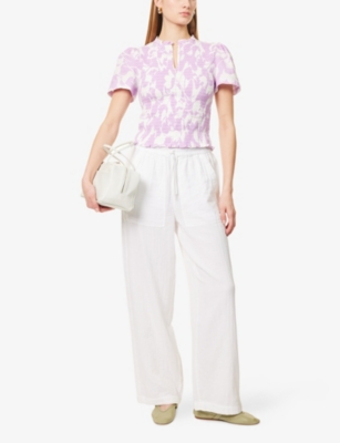 ME AND EM: Cheesecloth Wrinkled Straight-Leg Mid-Rise Cotton Trousers