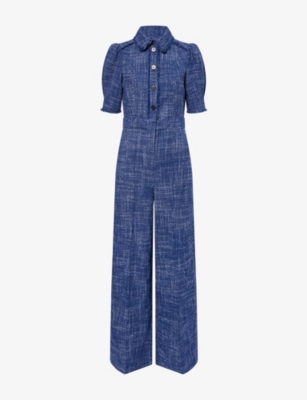 ME AND EM: Tweed Fringed-Trims Woven Jumpsuit