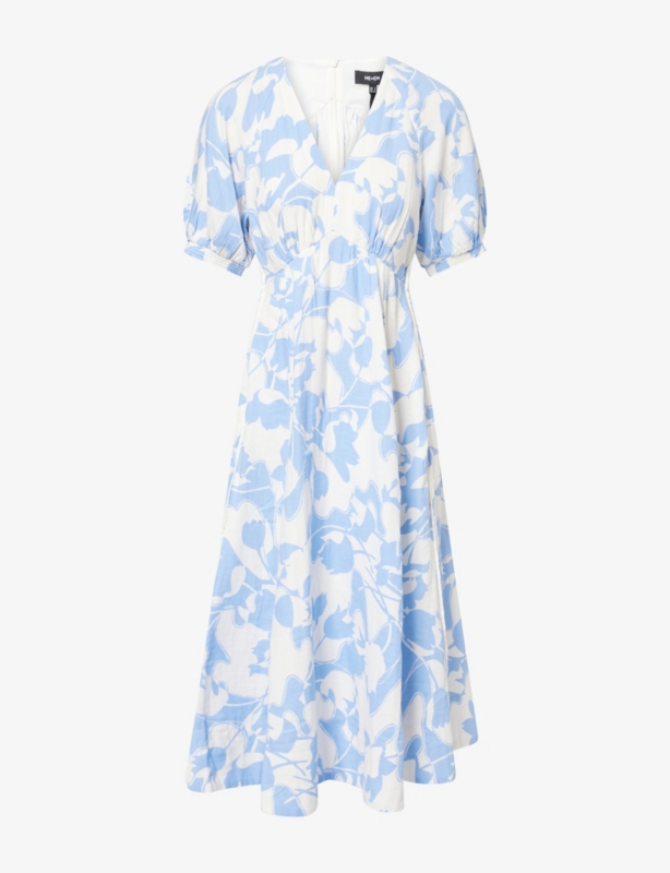 Cheesecloth Tulip-Print Cotton-Poplin Midi Dress