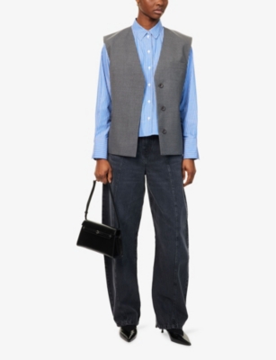 ME AND EM: Bright Striped Cropped Cotton-Poplin Shirt