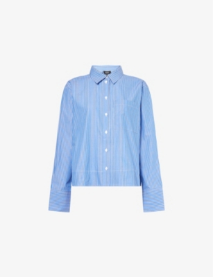 ME AND EM: Bright Striped Cropped Cotton-Poplin Shirt