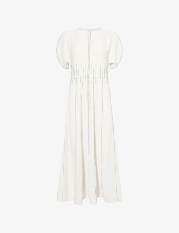 Contrast Fluid Stich Woven Midi Dress