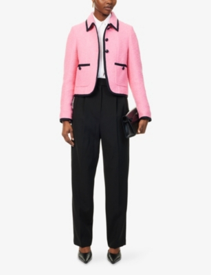 Boxy-fit contrasting-trim cotton-blend woven jacket