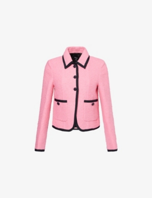 Boxy-fit contrasting-trim cotton-blend woven jacket