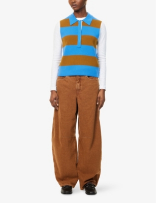 ME AND EM: Rugby striped wool-cashmere knit vest