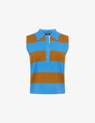 ME AND EM: Rugby striped wool-cashmere knit vest