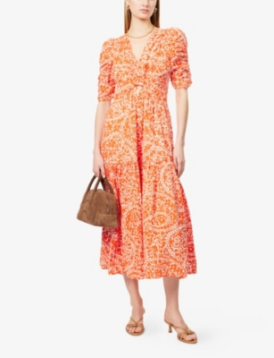 ME AND EM: Cheesecloth Paisley Cotton-Poplin Maxi Dress