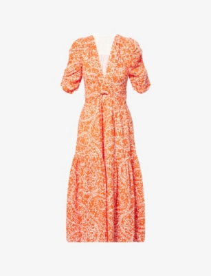 ME AND EM: Cheesecloth Paisley Cotton-Poplin Maxi Dress