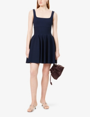 SIMKHAI: Elektra Square-Neck Stretch-Woven Mini Dress