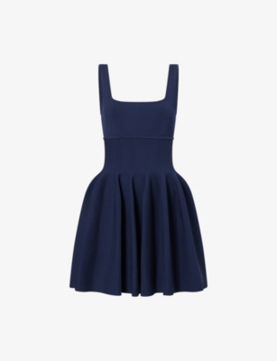 Shop Simkhai Womens Midnight Elektra Square-neck Stretch-woven Mini Dress