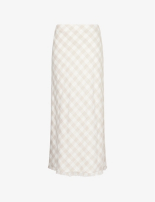 SIMKHAI: Noelle Gingham Stretch-Woven Midi Skirt