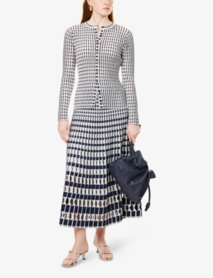 Shop Simkhai Womens Midnight Multi Gracen Gingham-knit Cardigan