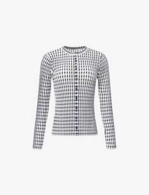 Shop Simkhai Womens Midnight Multi Gracen Gingham-knit Cardigan