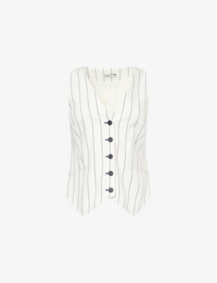 SIMKHAI: Sabina Striped Stretch-Woven Vest