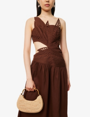 SIMKHAI: Nixi Raffia Mini Hobo Bag