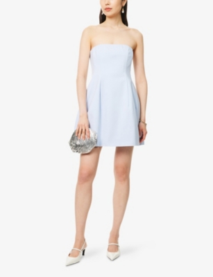 Shop Simkhai Womens Periwinkle Sky Arta Bustier Strapless Cotton-blend Mini Dress