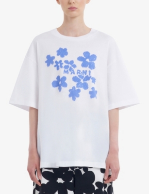 Marni Tee With Logo Floral Print In D2w01