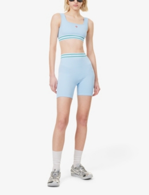 CASABLANCA: Cropped Seamless Scoop-Neck Stretch-Woven Top
