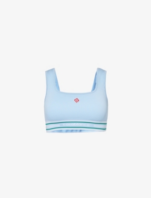 CASABLANCA: Cropped Seamless Scoop-Neck Stretch-Woven Top