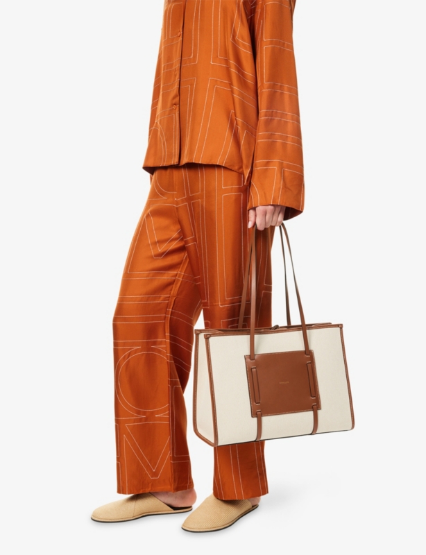 Capri Leather and Cotton-Canvas Tote Bag