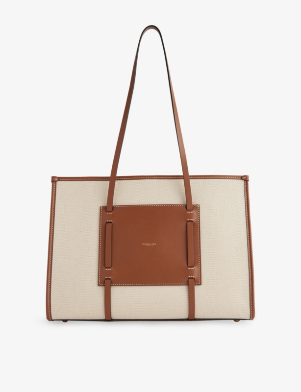 Capri Leather and Cotton-Canvas Tote Bag