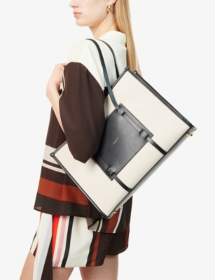 DEMELLIER: Capri Leather and Cotton-Canvas Tote Bag