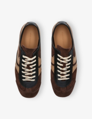 DRIES VAN NOTEN: Dustin Stripe Suede Low-Top Trainers