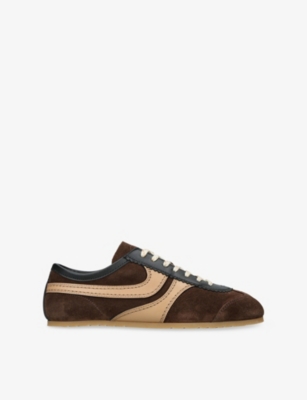 DRIES VAN NOTEN: Dustin Stripe Suede Low-Top Trainers