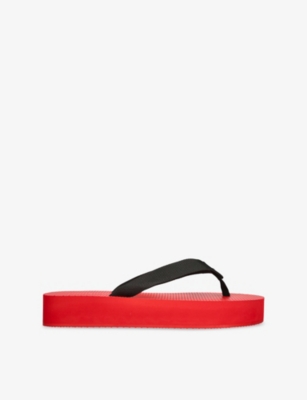 The Row Womens Dune Flatform Rubber Sandals Red Comb