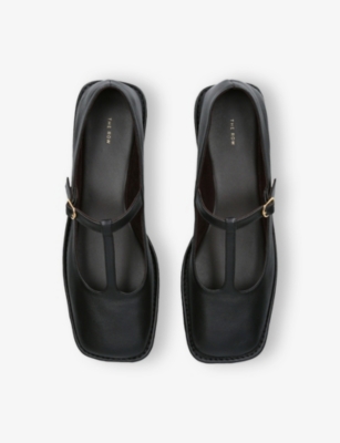 The Row Square T-strap Leather Sandals