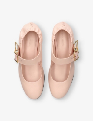 Bottega Veneta Astaire Leather Rabbit Mary Jane Ballerina Flats In Pale Pink