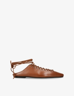 DRIES VAN NOTEN WOMENS DARK BROWN SABOT LEATHER FLATS EUR 39.5 / 6.5 UK 