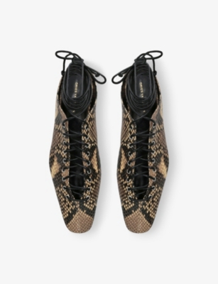DRIES VAN NOTEN WOMENS BEIGE SABOT LACE-UP LEATHER FLATS EUR 39.5 / 6.5 UK 