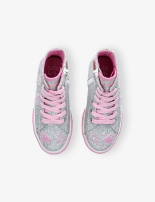 LELLI KELLY SILVER CRESSIDA MID-TOP GLITTER CANVAS TRAINERS EUR 27 / 9 UK 