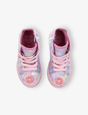 LELLI KELLY AC KIDS' ELOISE FLORAL-EMBROIDERED CANVAS MID-TOP TRAINERS EUR 31 / 12.5 UK 