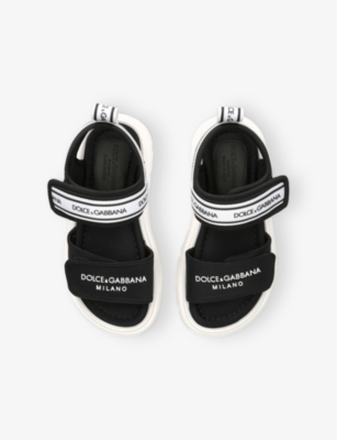 DOLCE & GABBANA: Kids’ Logo-Print Leather and Woven Sandals