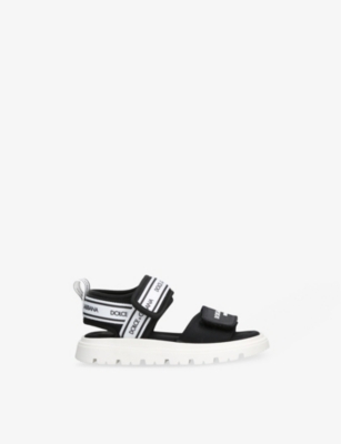 DOLCE & GABBANA: Kids’ Logo-Print Leather and Woven Sandals