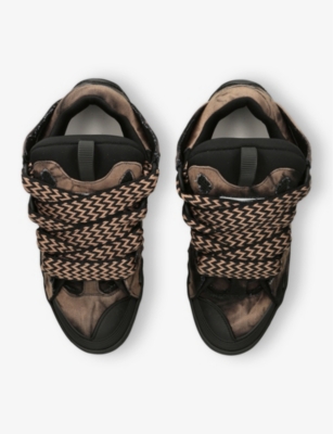 LANVIN: Curb Abstract-Print Canvas and Leather Low-Top Trainers