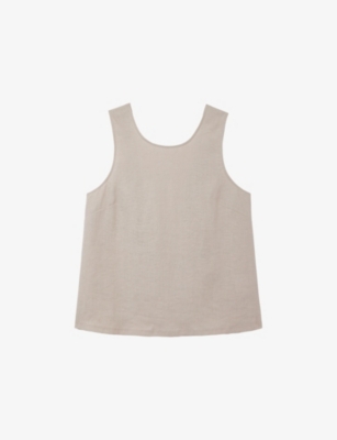 The White Company S Palewillow Tie-back Sleeveless Linen Top In Neutral