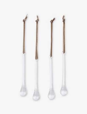 THE WHITE COMPANY: Waterdrop Set of Four Glass Christmas Decorations