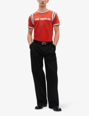 The Kooples Mens Red Branded Short-sleeved Cotton-jersey T-shirt